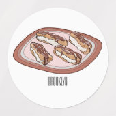 チョコレートのeclair漫画イラストレーション ラベル (デザイン1)