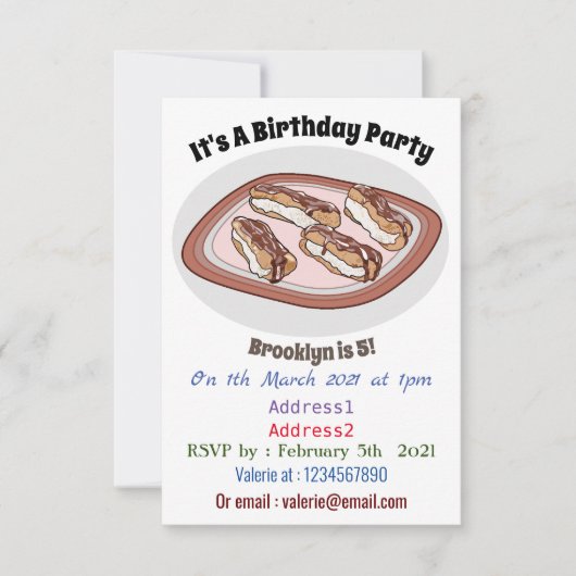 チョコレートのeclair漫画イラストレーション 招待状 (正面)