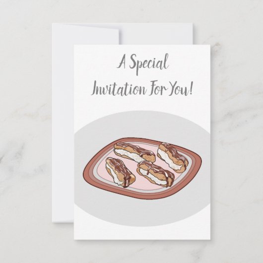 チョコレートのeclair漫画イラストレーション 招待状 (裏面)