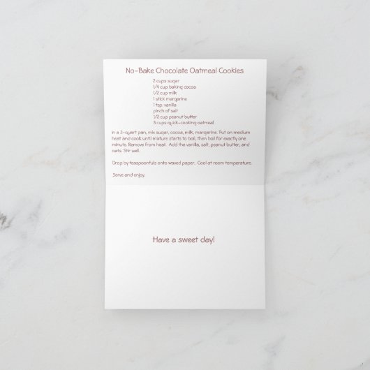 チョコレートはクッキーのレシピの挨拶状を非焼きます カード (内部)