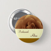 チョコレートばら色およびクリーム色の結婚式の新婦付添人ボタン 缶バッジ (正面&裏面)