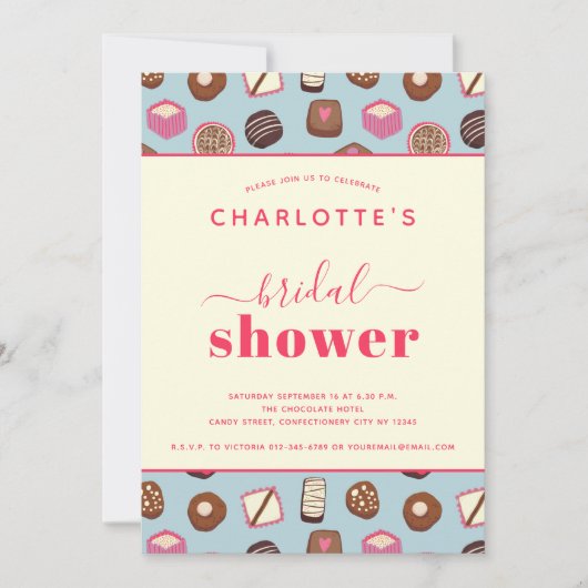 チョコレートをテーマにしたブライダルシャワー 招待状 (正面)