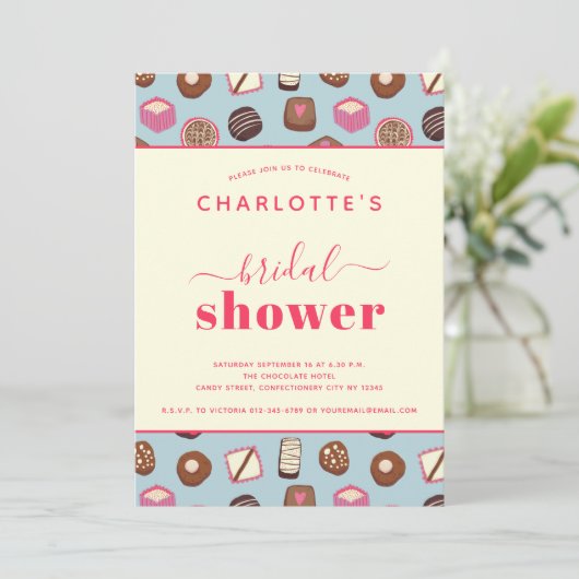 チョコレートをテーマにしたブライダルシャワー 招待状 (スタンド正面)