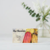 チョコレートを作るためのオーガニックなカカオの豆ポッド 名刺 (スタンド正面)