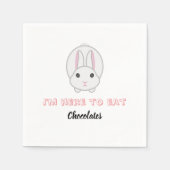 チョコレートを待っているイースター食べバニー スタンダードカクテルナプキン (正面)