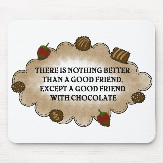 チョコレートを持つ友人 マウスパッド (正面)