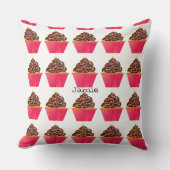 チョコレートアイシングの方がカップケーキ クッション (正面)