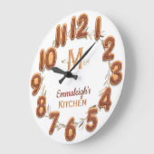 チョコレートアイスクッキーナンバー植物モノグラム ラージ壁時計 (傾斜)