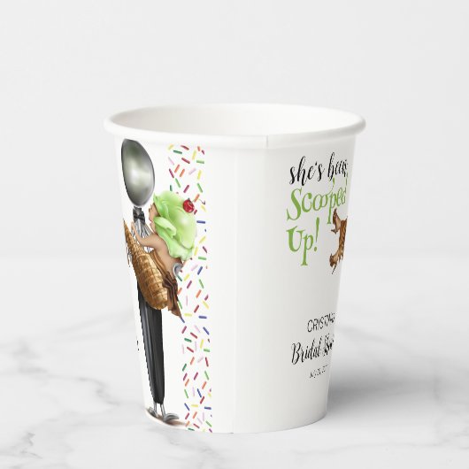 チョコレートアイスクリームのスプーンアップ ブライズシャワー 紙コップ (右)