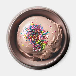 チョコレートアイスクリームのボウル(カラフルなスプリンクル付き) マグネット