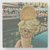 チョコレートアイスクリームふりかける ストーンコースター (正面)