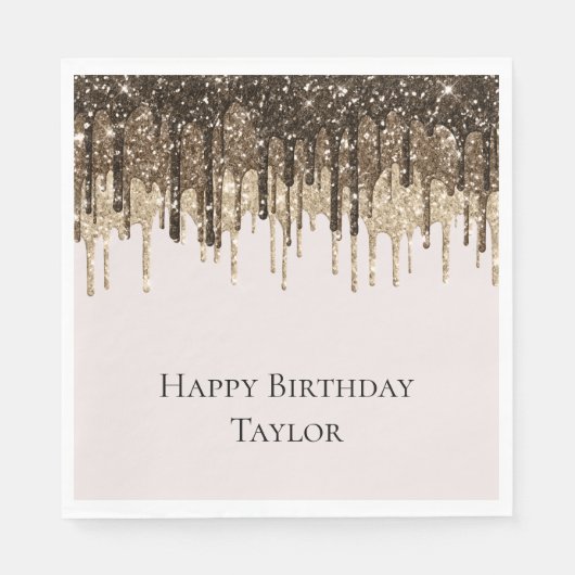 チョコレートアイスクリームグリッタードリップ誕生日 スタンダードランチョンナプキン (正面)