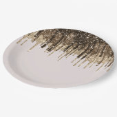 チョコレートアイスクリームグリッタードリップ誕生日 ペーパープレート (アングル)