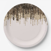チョコレートアイスクリームグリッタードリップ誕生日 ペーパープレート (正面)