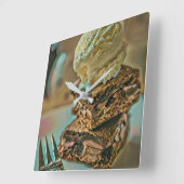 チョコレートアイスクリームケーキ スクエア壁時計 (傾斜)