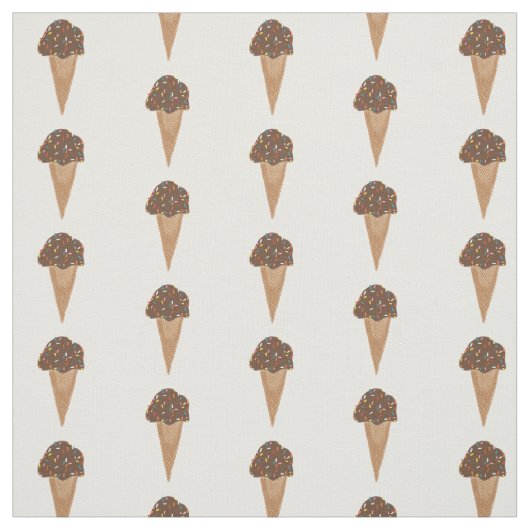 チョコレートアイスクリームコーンのパターン ファブリック (見本)