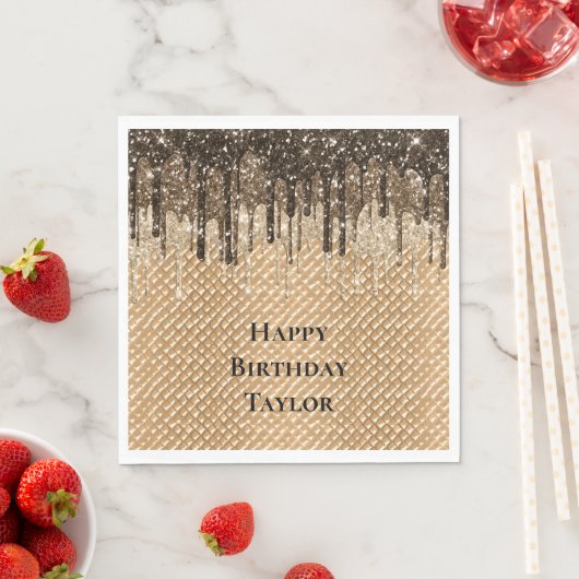 チョコレートアイスクリームコーングリッタードリップ スタンダードランチョンナプキン (インサイチュ)