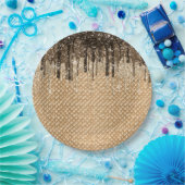 チョコレートアイスクリームコーングリッタードリップ ペーパープレート (パーティー)