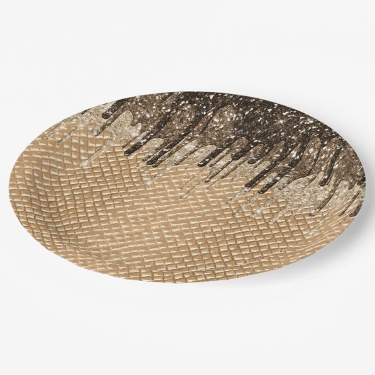 チョコレートアイスクリームコーングリッタードリップ ペーパープレート (アングル)