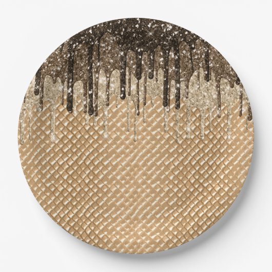 チョコレートアイスクリームコーングリッタードリップ ペーパープレート (正面)