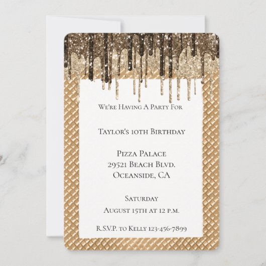 チョコレートアイスクリームコーングリッタードリップ 招待状 (正面)