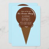 チョコレートアイスクリームコーンパーティの招待状 招待状 (正面/裏面)