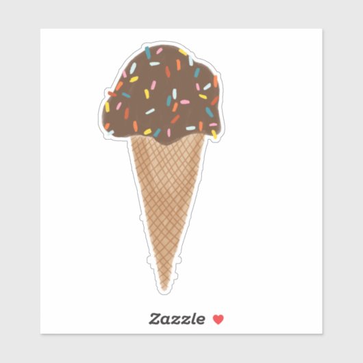 チョコレートアイスクリームコーンw振りかけるイラストレーション シール (シート)