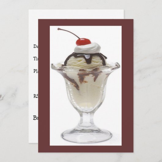 チョコレートアイスクリームサンデパーティの招待状 招待状 (正面/裏面)