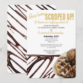 チョコレートアイスクリームスクープのワッフルブライダルシャワー 招待状 (正面/裏面)