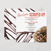 チョコレートアイスクリームスクープのワッフルブライダルシャワー 招待状 (正面/裏面)