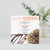チョコレートアイスクリームスクープのワッフルブライダルシャワー 招待状 (スタンド正面)
