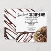 チョコレートアイスクリームスクープのワッフルブライダルシャワー 招待状 (正面/裏面)