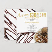 チョコレートアイスクリームスクープのワッフルブライダルシャワー 招待状 (正面/裏面)
