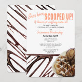 チョコレートアイスクリームスクープのワッフルブライダルシャワー 招待状 (正面/裏面)