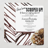 チョコレートアイスクリームスクープのワッフルブライダルシャワー 招待状 (正面/裏面)