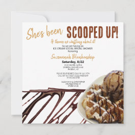 チョコレートアイスクリームスクープのワッフルブライダルシャワー 招待状