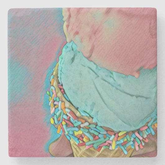 チョコレートアイスクリーム愛好家のギフト ストーンコースター (正面)