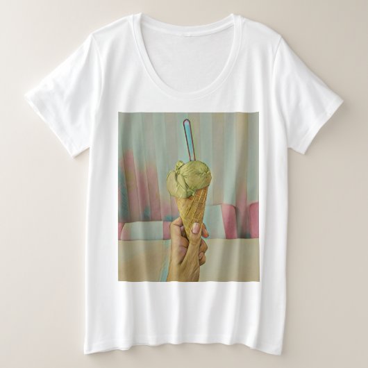 チョコレートアイスクリーム プラスサイズTシャツ (デザイン正面)