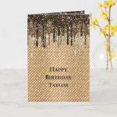 チョコレートアイスコーン グリッター ドリップ 誕生日 カード (黄色い花)