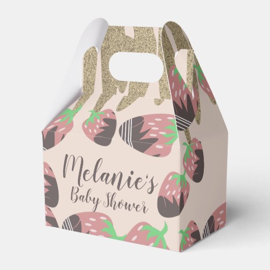 チョコレートイチゴフェイクグリッターベビーシャワー フェイバーボックス (正面サイド)