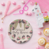 チョコレートイチゴフェイクグリッターベビーシャワー ペーパープレート (パーティー)