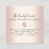 チョコレートイチゴ菓子バラ金ゴールドグリッター スクエア名刺 (裏面)