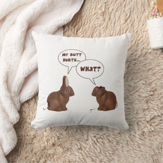 チョコレートイースターのウサギのウサギのお尻の傷 クッション (ブランケット)