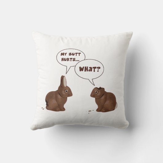 チョコレートイースターのウサギのウサギのお尻の傷 クッション (裏面)