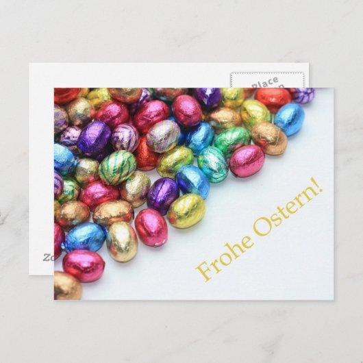 チョコレートイースターエッグドイツ語の挨拶 シーズンポストカード (正面/裏面)