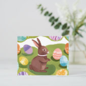 チョコレートイースターバニー | キュート春パステルエッグ シーズンポストカード (スタンド正面)