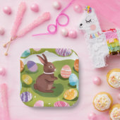 チョコレートイースターバニー | キュート春パステルエッグ ペーパープレート (パーティー)