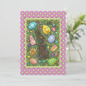 チョコレートイースターバニー、シック、ゼリー豆フラット シーズンカード (スタンド正面)