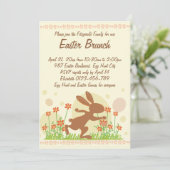 チョコレートイースターバニー（花付き）イースターブランチ 招待状 (スタンド正面)