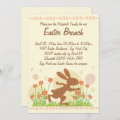 チョコレートイースターバニー（花付き）イースターブランチ 招待状 (正面/裏面)